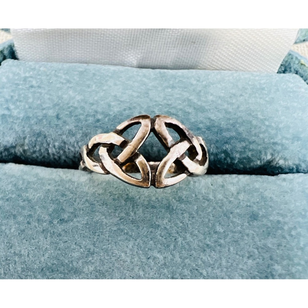 Vintage Sterling Silver Celtic Knot Ring Openwork Band Size 5